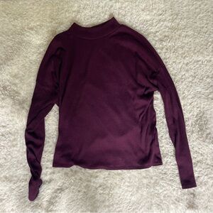 H&M Fitted Red Mandarin Collar Long Sleeve Tee